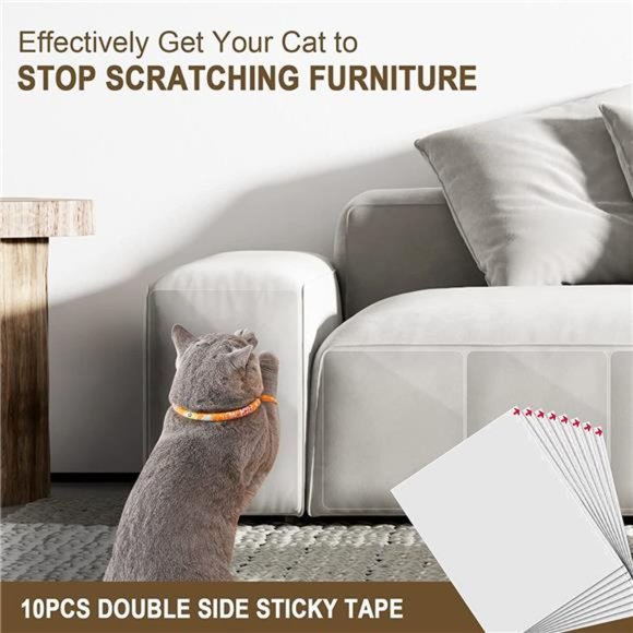 10 PCs Cat Scratcher, Double-side Sticky Cat Scratch Deterrent Tape - Picture 6 of 7